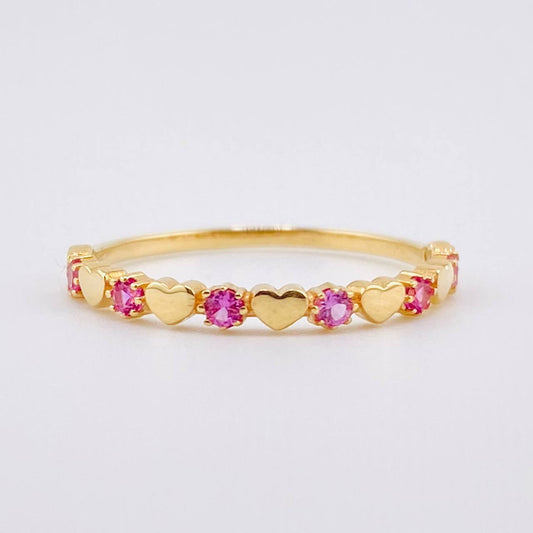 Anillo Corazones Intercalados 1.2gr / T6 3/4 / Oro Amarillo 18K ©