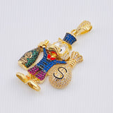 Dije Pato Bolsa De Dinero Botella De Champagne 14.75gr / 2 in / Oro Amarillo 18K *