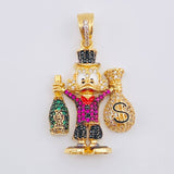 Dije Pato Bolsa De Dinero Botella De Champagne 9.45gr / 1 1/2 in / Oro Amarillo 18K *