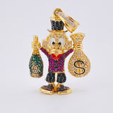 Dije Pato Bolsa De Dinero Botella De Champagne 9.45gr / 1 1/2 in / Oro Amarillo 18K *