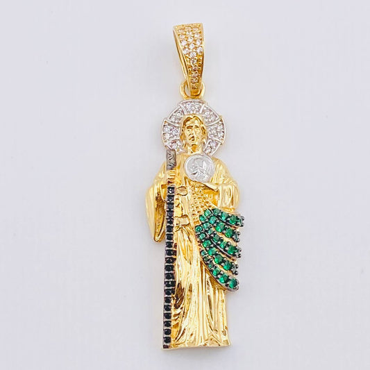 Dije San Judas Tadeo 9.15gr / 2 in / Dos Oros Amarillo Blanco 18K *