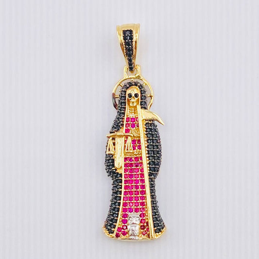 Dije Santa Muerte 6.65gr / 2 in / Dos Oros Amarillo Blanco 18K *