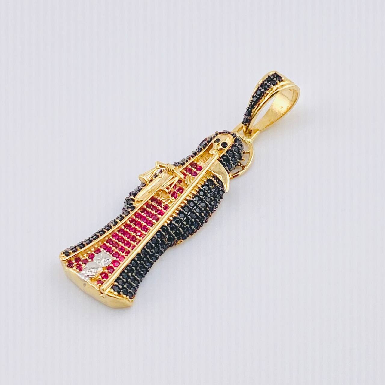 Dije Santa Muerte 6.65gr / 2 in / Dos Oros Amarillo Blanco 18K *
