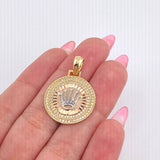 Dije Placa Corona Circular 4.15gr / 1 1/4 in / Tres Oros 18K