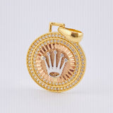 Dije Placa Corona Circular 4.5gr / 1 1/4 in / Tres Oros 18K ©