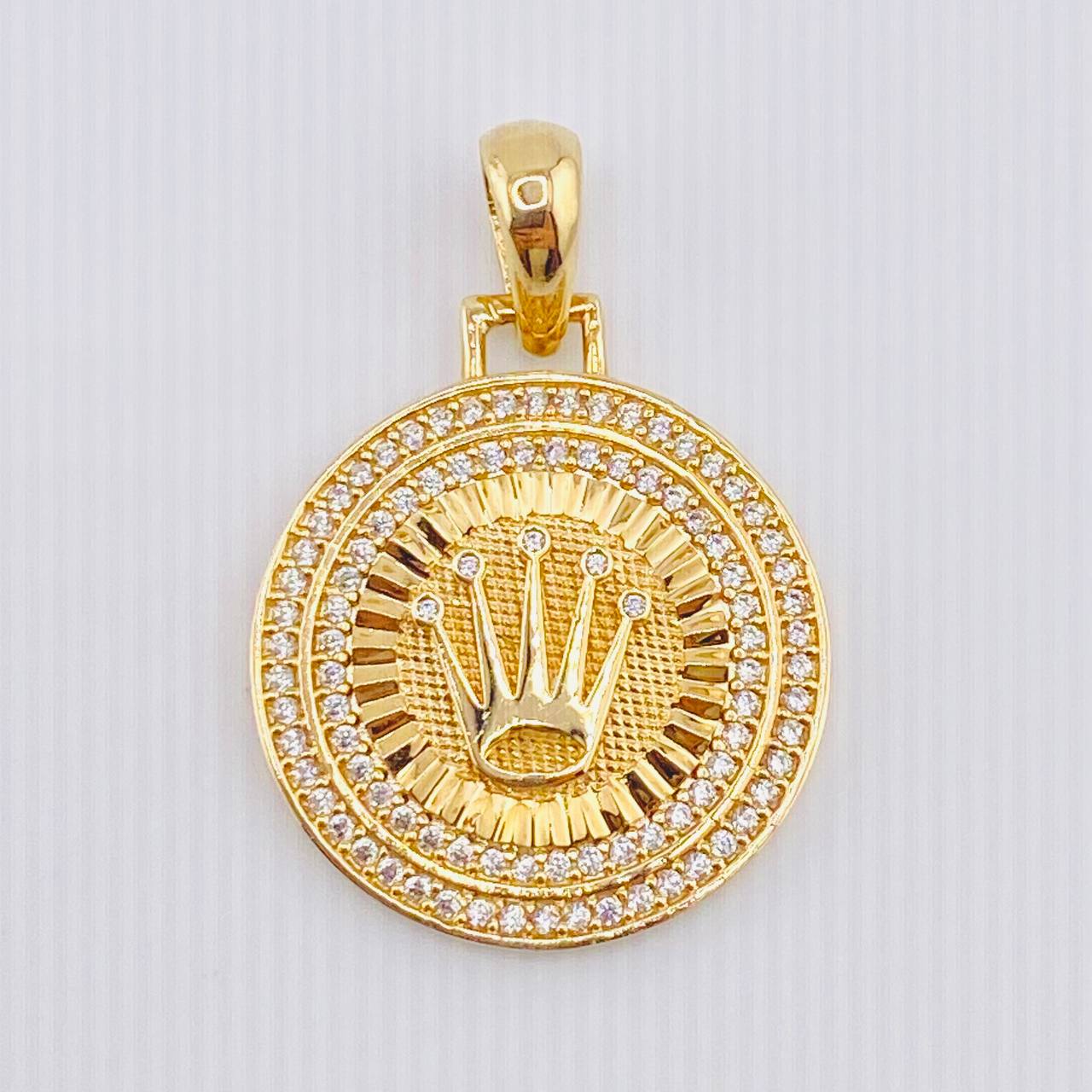 Dije Placa Corona Circular 4.55gr / 1 1/4 in / Oro Amarillo 18K *