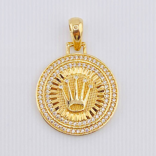 Dije Placa Corona Circular 4.55gr / 1 1/4 in / Oro Amarillo 18K *