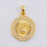 Dije Placa Corona Circular 4.55gr / 1 1/4 in / Oro Amarillo 18K *