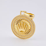 Dije Placa Corona Circular 4.55gr / 1 1/4 in / Oro Amarillo 18K *