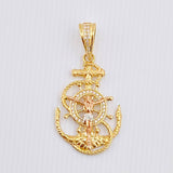 Dije Ancla Timón Cristo 6gr / 1 3/4 in / Tres Oros 18K *