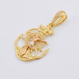 Dije Ancla Timón Cristo 6gr / 1 3/4 in / Tres Oros 18K *