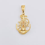 Dije Ancla Timón Cristo 6gr / 1 3/4 in / Tres Oros 18K *