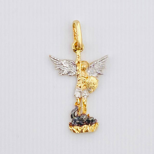 Dije San Miguel 1.7gr / 1 in / Dos Oros Amarillo Blanco 18K ©