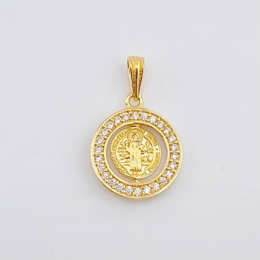 Dije Placa Circular San Benito 2gr / 1 in / Oro Amarillo 18K ©