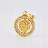 Dije Placa Circular San Benito 2.05gr / 1 in / Oro Amarillo 18K