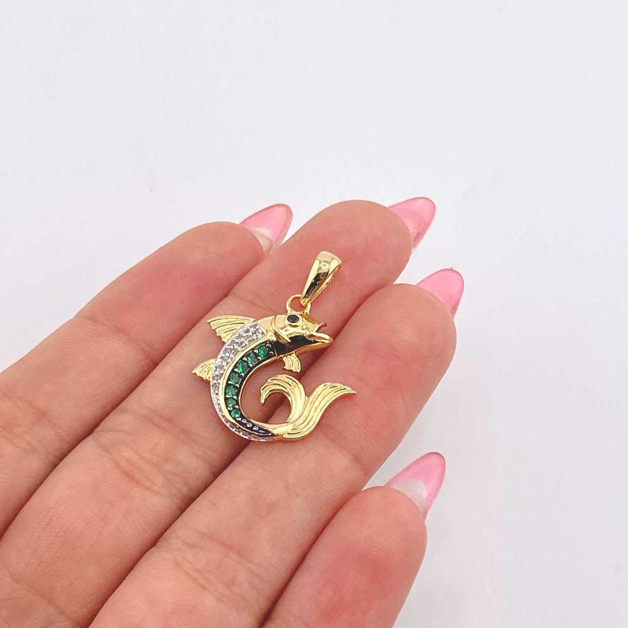 Dije Pez 3gr / 1 in / Dos Oros Amarillo Blanco 18K *