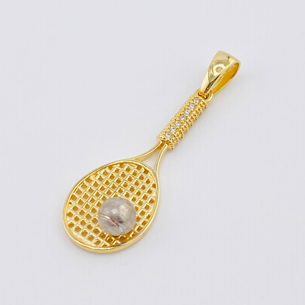 Dije Raqueta 3.4gr / 1 1/2 in / Dos Oros Amarillo Blanco 18K