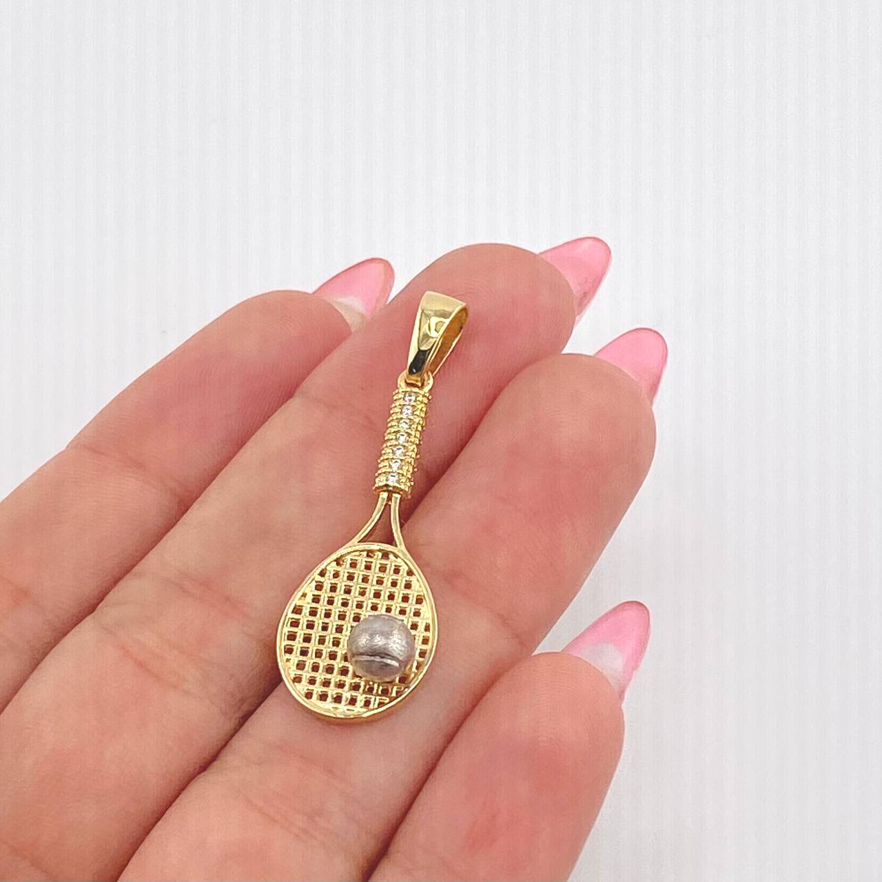 Pendant Racket 3.45gr / 1 1/2 in / Two Yellow White Gold 18K
