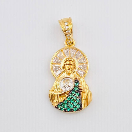 Dije San Judas Tadeo 2.95gr / 1 in / Dos Oros Amarillo Blanco 18K