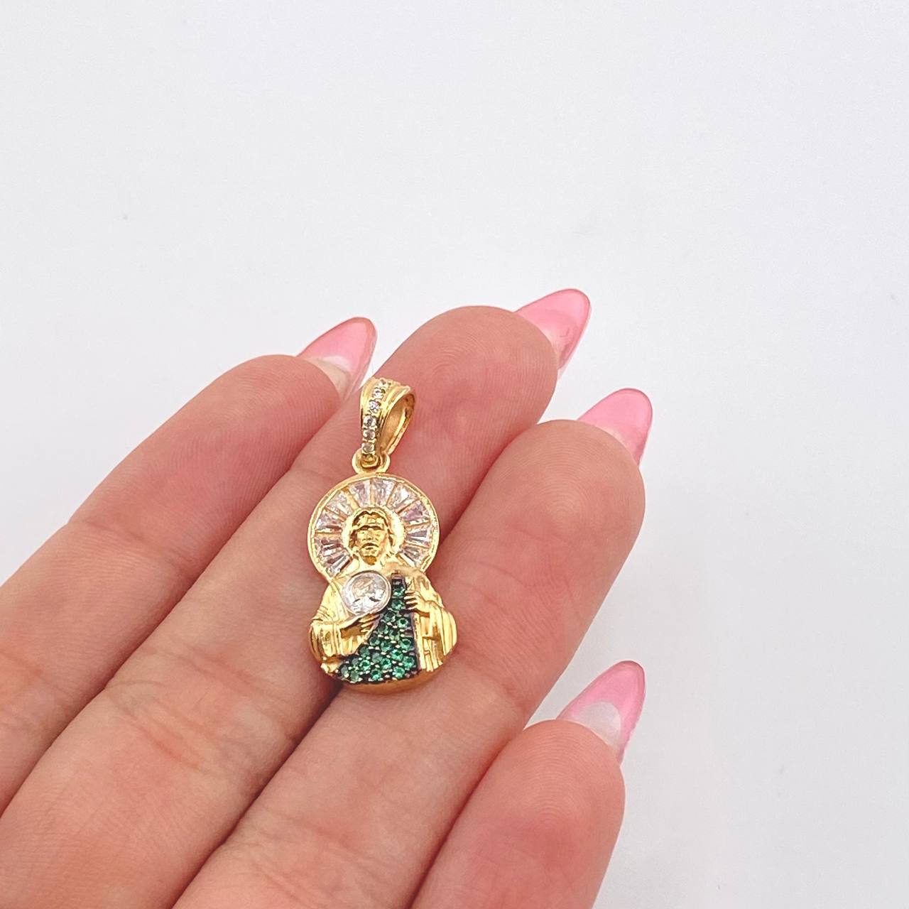 Dije San Judas Tadeo 2.9gr / 1 in / Dos Oros Amarillo Blanco 18K