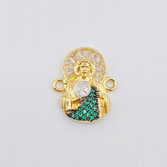 Herraje San Judas Tadeo 2.7gr / 3/4 in / Dos Oros Amarillo Blanco 18K