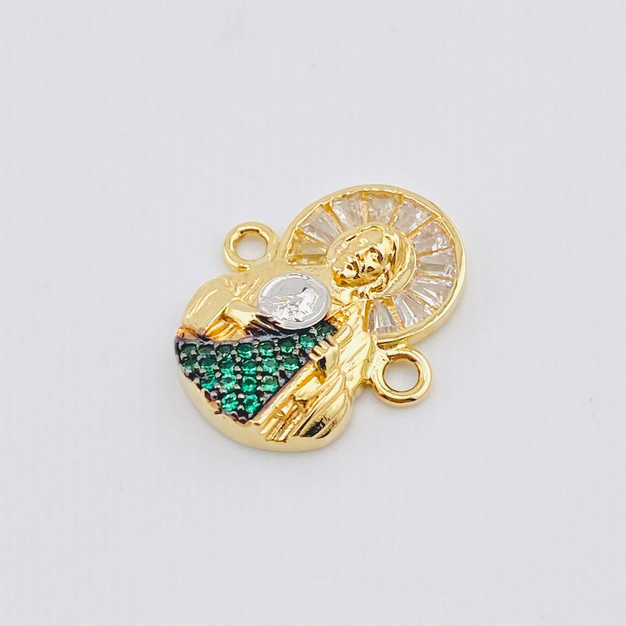 Herraje San Judas Tadeo 2.7gr / 3/4 in / Dos Oros Amarillo Blanco 18K