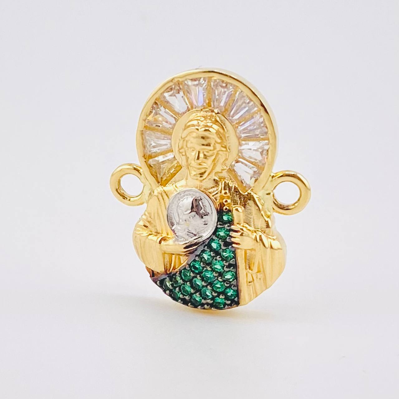 Herraje San Judas Tadeo 2.7gr / 3/4 in / Dos Oros Amarillo Blanco 18K