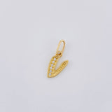 Dije Letra V Cursiva 0.7 g / 1 in Oro Amarillo 18K