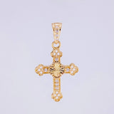 Dije Cruz Trebol Diamantado 1.1g / 1 in Oro Amarillo 18K