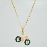 Set Flat Mariner Chain + Bicycle Pendant / 2.55gr / 19 3/4 in Three Colors 18K