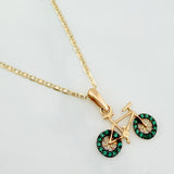 Set Flat Mariner Chain + Bicycle Pendant / 2.55gr / 19 3/4 in Three Colors 18K