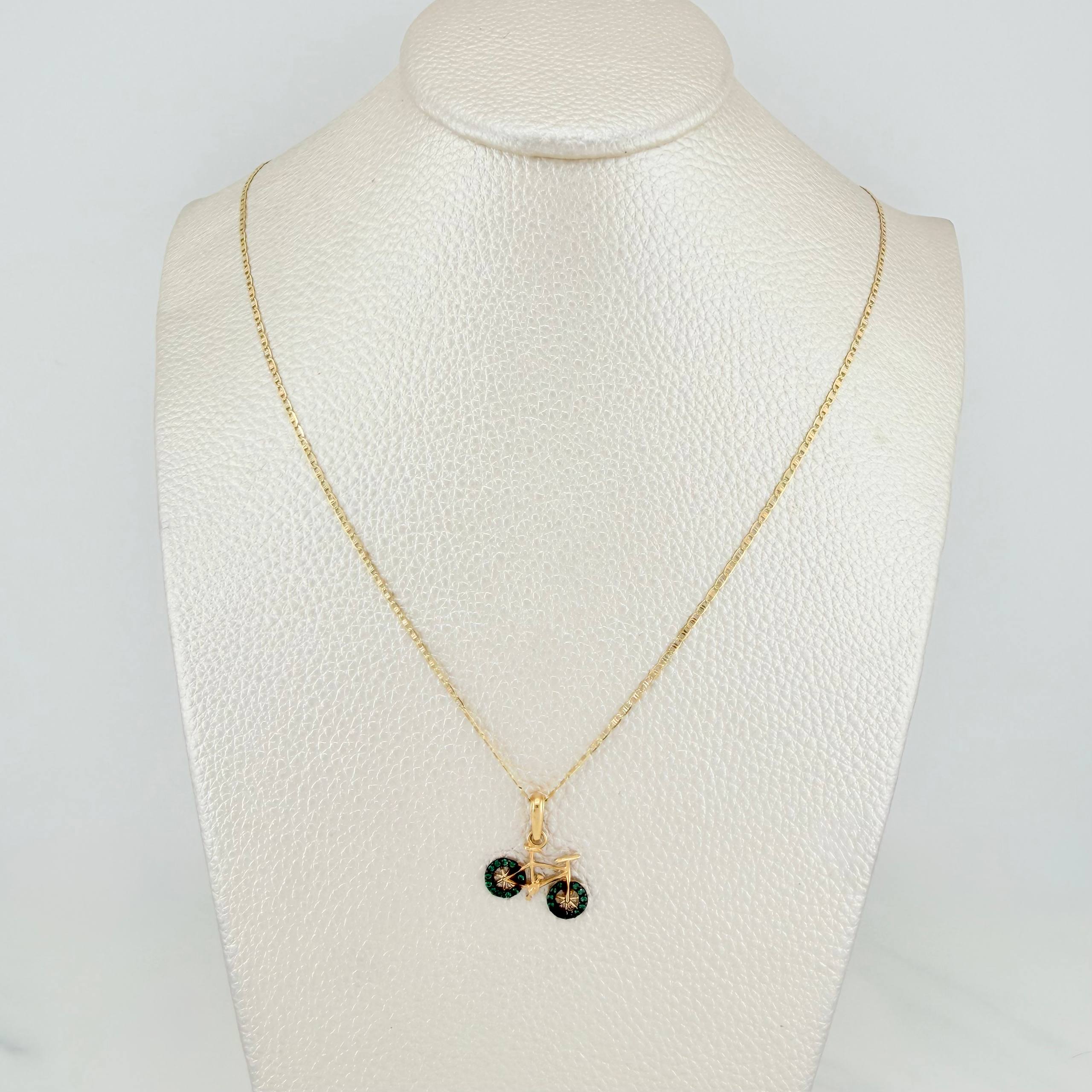 Set Flat Mariner Chain + Bicycle Pendant / 2.55gr / 19 3/4 in Three Colors 18K