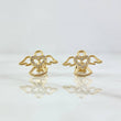 Topos Angel Silueta Corazón 2gr / 1.1cm / Circones Blancos Broche Mariposa Oro Amarillo 18K