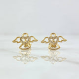 Topos Angel Silueta Corazón 2gr / 1.2cm / Broche Mariposa Circones Blancos Oro Amarillo 18K ©