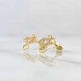 Topos Angel Silueta Corazón 2gr / 1.2cm / Broche Mariposa Circones Blancos Oro Amarillo 18K ©