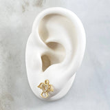 Topos Angel Silueta Corazón 2gr / 1.2cm / Broche Mariposa Circones Blancos Oro Amarillo 18K ©