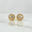 Stud Earrings Circle Halo 1.95gr / 8mm White Zircons Lobster Claw 18K Yellow Gold Butterfly