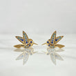 Stud Earrings Colibri 2.15gr / 1cm / Lobster Claw Butterfly Blue Zirconia 18K Yellow Gold ©