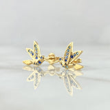 Topos Colibri 2.05gr / 9mm Circones Azules Broche Mariposa Oro Amarillo 18K