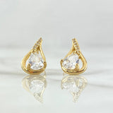 Stud Earrings Drip Coated 2.65gr / 1.5cm / White Zircons Lobster Claw 18K Yellow Gold Butterfly