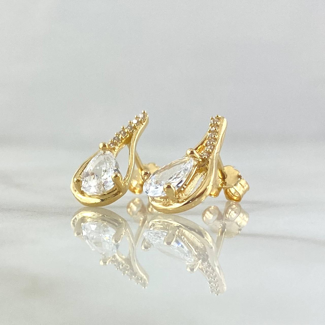Stud Earrings Drip Coated 2.65gr / 1.5cm / White Zircons Lobster Claw 18K Yellow Gold Butterfly