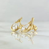 Stud Earrings Drip Coated 2.65gr / 1.5cm / White Zircons Lobster Claw 18K Yellow Gold Butterfly