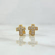 Topos Cruz Marco Curvo 1.5gr / 9mm Broche Mariposa Circones Blancos Oro Amarillo 18K ©