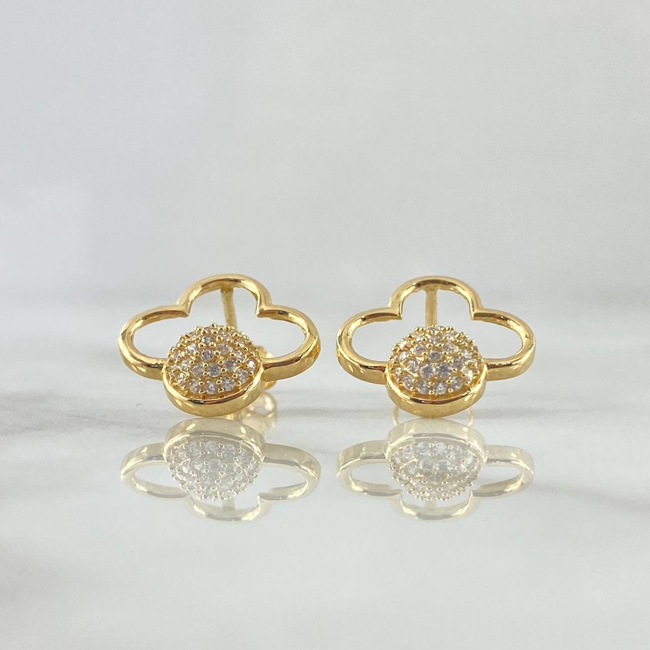 Stud Earrings Spherical Cloud 2.3gr / 1.5cm / White Zircons Lobster Claw 18K Yellow Gold Butterfly