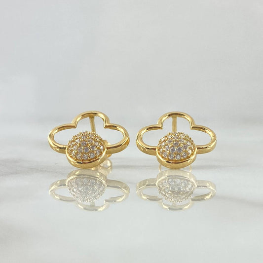 Stud Earrings Spherical Cloud 2.3gr / 1.5cm / White Zircons Lobster Claw 18K Yellow Gold Butterfly