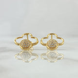 Stud Earrings Spherical Cloud 2.3gr / 1.5cm / White Zircons Lobster Claw 18K Yellow Gold Butterfly