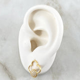 Stud Earrings Spherical Cloud 2.3gr / 1.5cm / White Zircons Lobster Claw 18K Yellow Gold Butterfly