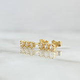 Topos Hilera Triple Solar 1.5gr / 1cm / Circones Blancos Broche Mariposa Oro Amarillo 18K