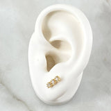 Topos Hilera Triple Solar 1.5gr / 1cm / Circones Blancos Broche Mariposa Oro Amarillo 18K