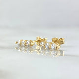 Topos Hilera Triple 1.15gr / 9mm Circones Blancos Broche Mariposa Oro Amarillo 18K